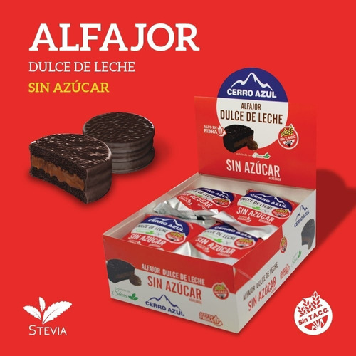 12 Alfajor Dulce De Leche C/stevia S/tacc Cerro Azul 660g Dw