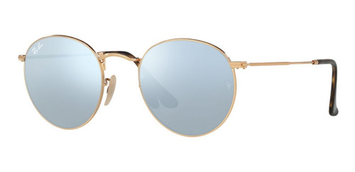 Lentes De Sol Round Metal Plateado Flash Ray-ban