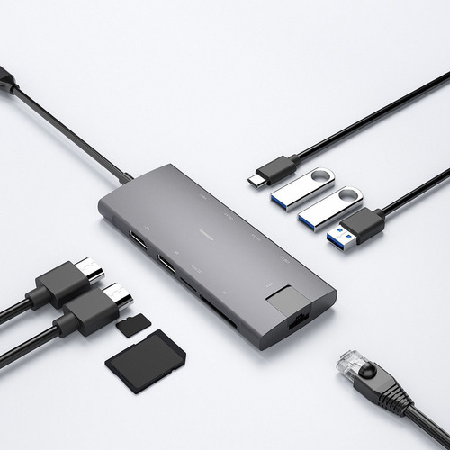 Juli 290a 9 En 1 Type C Hub De Datos Con 3 * Usb 3.0 2 * Hd