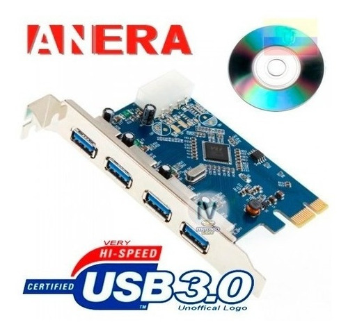Tarjeta Pci Expres De 4 Puertos Usb 3.0 + Velocidad 5gbps