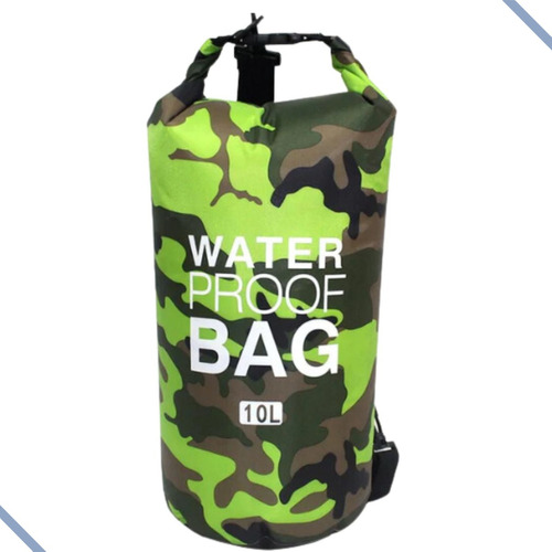 Bolsa Impermeável Saco Estanque 10 Litros Camping Bag Cor Preto Com Verde