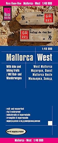 Mallorca Oeste 1:40.000 Mapa De Carreteras Impermeable. Reis