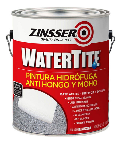 Pintura Hidrófuga Anti Hongo Y Moho Zinsser Watertite 3.8 Lt