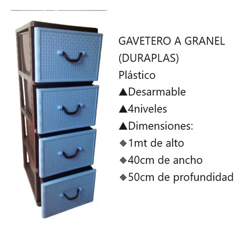 Gavetero Plástico 4 Niveles Duraplast