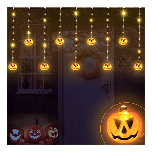 Halloween Pumpkin String Curtain Lights, 140 Led 9.8 6hqfw