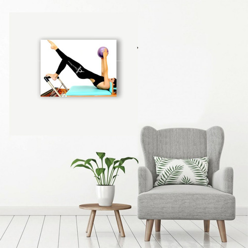 Placa Quadro Parede Mdf 40x50cm Pilates Elástico Bola Solo