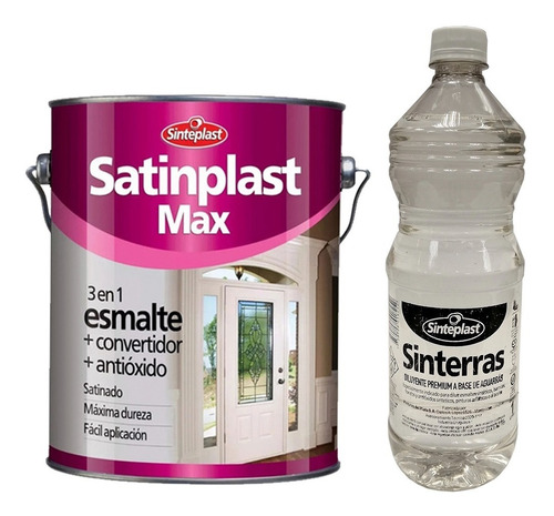 Esmalte Convertidor Óxido Satinplast Max 1 L + Aguarrás 1 L