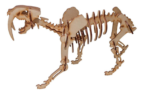 Esqueleto Tigre Dientes De Sable 25cm De Madera 3d La Plata