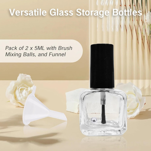 Niiiytyb 2 Botellas Vacías De Esmalte De Uñas Con Cepillo, P