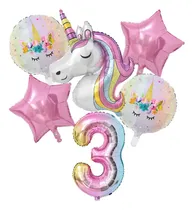 Comprar 6 Globos Gigantes Fiesta Unicornio Aluminio Con Numero 82cm