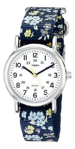 Reloj pulsera Timex Weekender T2P370 de cuerpo color plateado, con correa de textil color no aplica