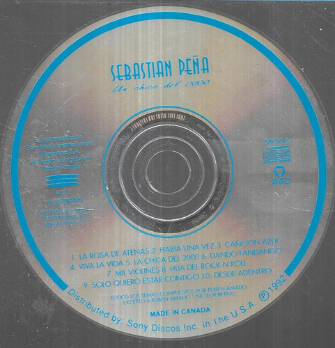 Sebastian Peña Album Un Chico Del 2000 Importad Cd S/portada