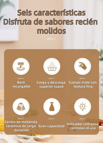 2 Multi-grinders De Sal Y Pimienta Con Base De Carga Y Leds