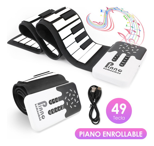 Piano Portátil Teclado Musical Flexible Arcoíris 49 Teclas