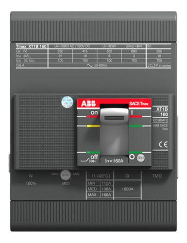 Interruptor Compacto Tmax Xt1n Tetrapolar 63a 36ka Abb