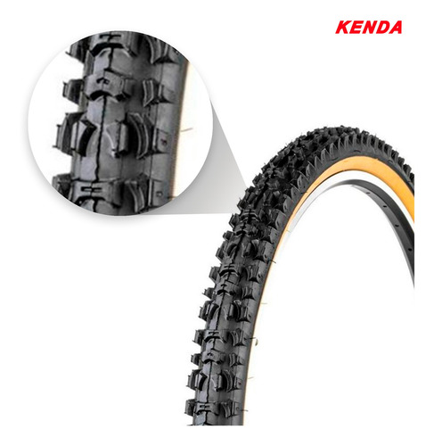 Imagem 2 de 3 de Par De Pneus Kenda 26x1.95 K816 Preto Faixa Marrom Arame
