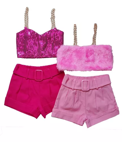 Conjunto Feminino Barbie Adulto, Shorts Feminino Estilo-Rai Nunca Usado  49442909