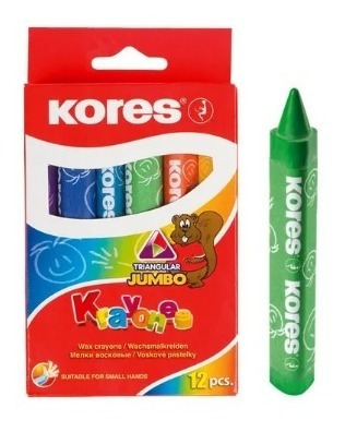 Creyones De Cera Triangular Jumbo - Marca Kores - 12 Colores