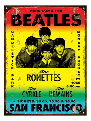 Cartel De Chapa Publicidad Beatles Afiche 1966 M480