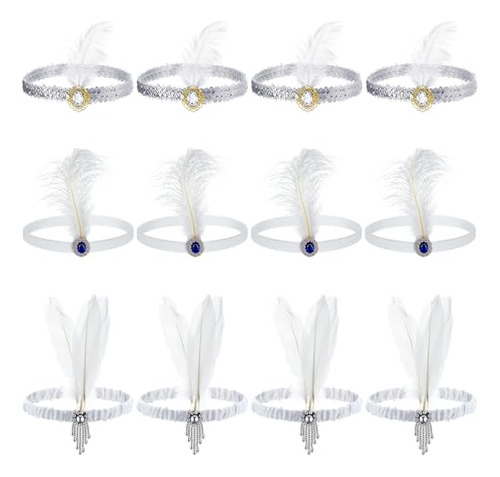 12 Pzas Diadema Estilo Flapper De Los Años 20 Tocado Estilo
