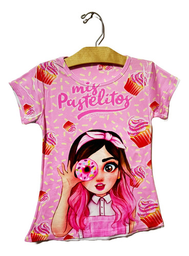 Playera Sublimada Infantil Miss Pastelitos Suave Y Liviana 