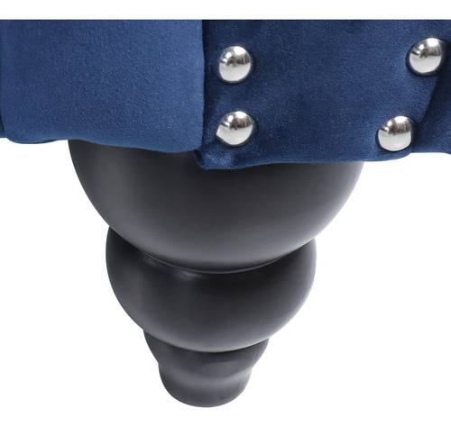 Sofá Chesterfield Moderno De Terciopelo 3 Plazas Azul Madera Diseño De La Tela