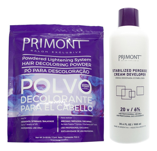 Primont Kit Polvo Decolorante + Oxidante Decoloración 6c