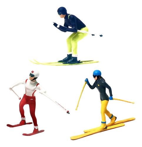 Figuras De Esquí En Miniatura A Escala Ho, 3x, Mesa De C