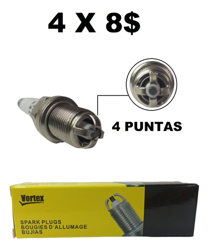 Bujia 4 Puntas Electrodos Optra Qq Fiat Uno Siena Palio