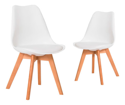 Cadeiras Jantar Mesa Cozinha Leda Design Wood, 2 Unidades Cor da estrutura da cadeira Branca