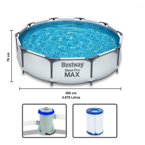 Imagen 3 de 7 de Piscina Bestway 4.678 Lts + Filtro + Bomba + Regalos