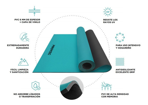 Imagen 3 de 3 de Yoga Mat Deluxe Colchoneta Proyec 6 Mm Pilates Gym Sc