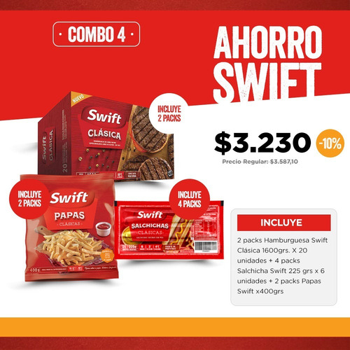 Ahorro Swift - Salchichas Papas Hamburguesas - Pack Stockeo