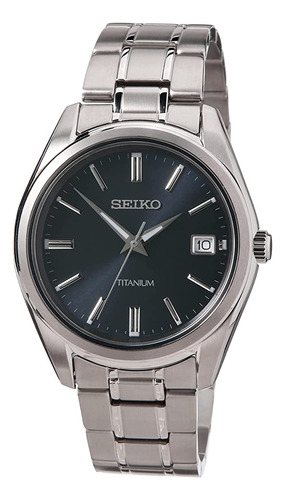 ~? Seiko Classic Quartz Blue Dial Grey Titanium Reloj Para H