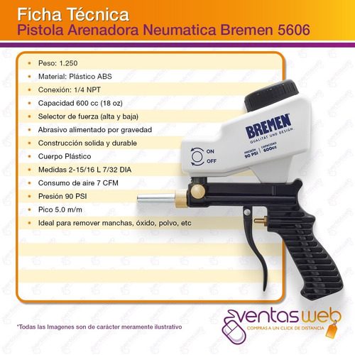 Pistola Arenadora Neumatica Bremen X Gravedad Arenar 600 Cc