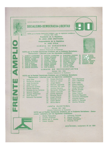 Frente Amplio Elecciones 1984 Lista 90 Partido Socialista 