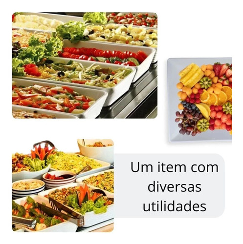 Kit 2 Tigelas 35cm Retangular Buffet + 3 Tigelas Curva 300ml