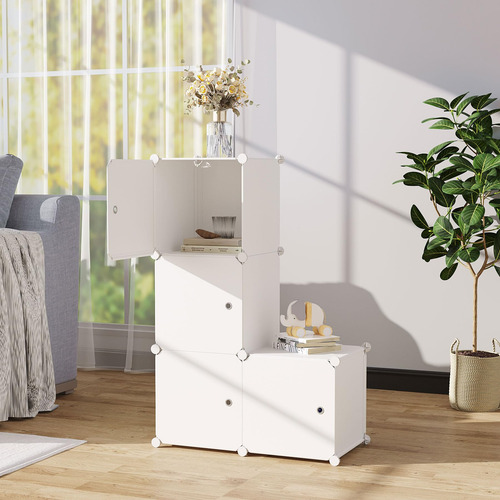 Organizador Modular De Plástico Con 4 Cubos Y Puertas
