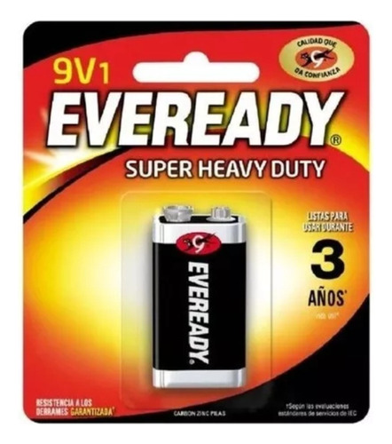 Batería 9v Eveready Super Heavy Duty X 5 Unidades