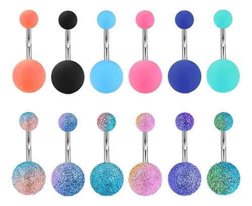 12pcs Belly Button Rings Belly Piercing Hoop Fashion Dangle