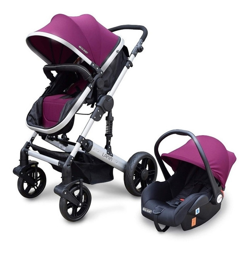 Cochecito de paseo Mega Baby Lanin travel system violeta con chasis color plateado