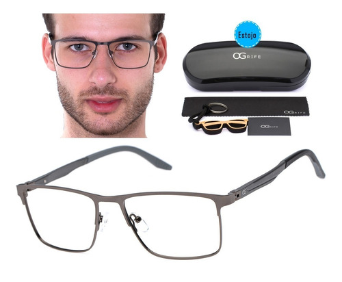 Armação Oculos Ogrife Og 1515-c Masculino Com Lente Sem Grau