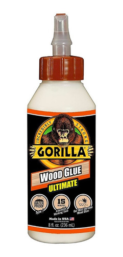 Pegamento Gorilla Wood Glue Ultimate Para Madera 8 Oz