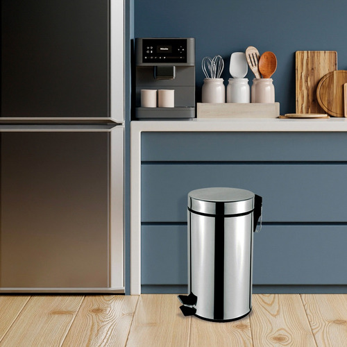 Bote De Basura Con Pedal H&s Accents 12l Color Plateado