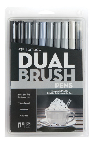 Tombow Dual Brush Punta Pincel Paleta Grises Grayscale Palet