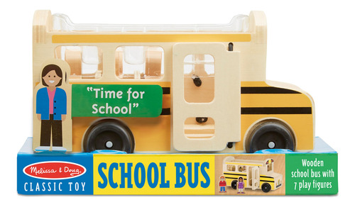 Juego De Madera Autobús Escolar Con 7 Figuras Para Niños