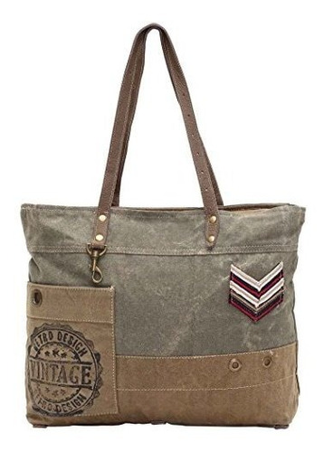 Myra Bags Insignia Militar Upcycled Canvas Tote Bag M0934