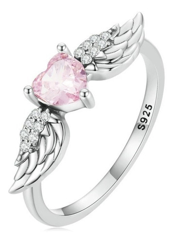 Anillo Alas Ángel Cristal Para Mujer Fabricado En Plata 925