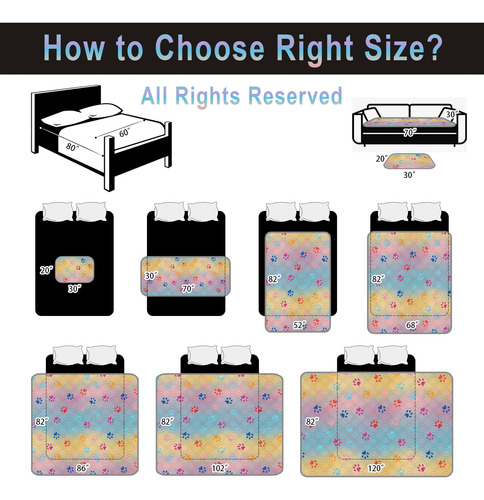 Funda Impermeable Para Cama De Perro Reversible Lavable Pata De Perro Arco Iris Impresa+gris Diseño
