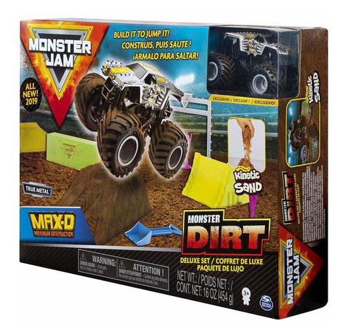 Pista Monster Jam - Playset Deluxe Com 453 G De Areia Mágica